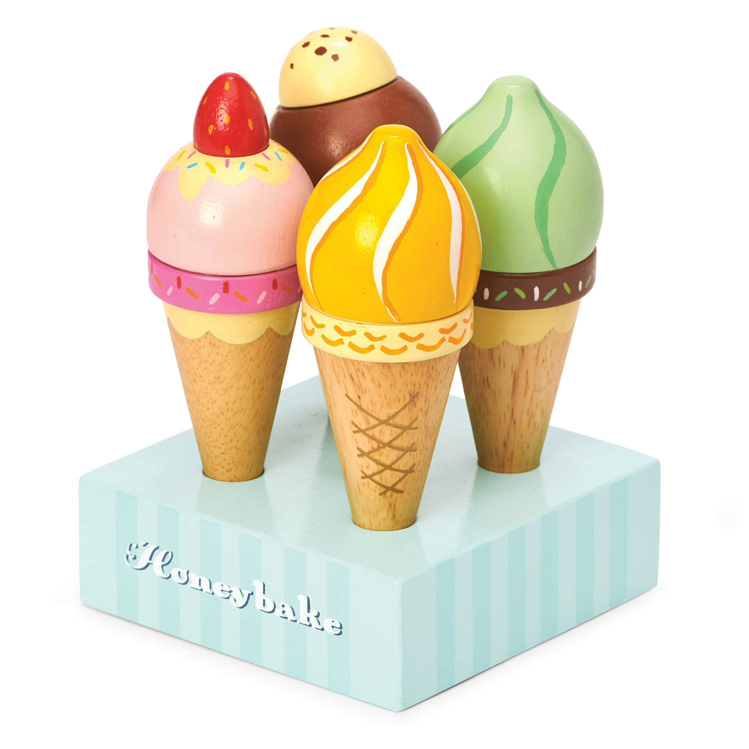 Eiscreme auf Waffeln  / Wooden Ice Cream Cones Set