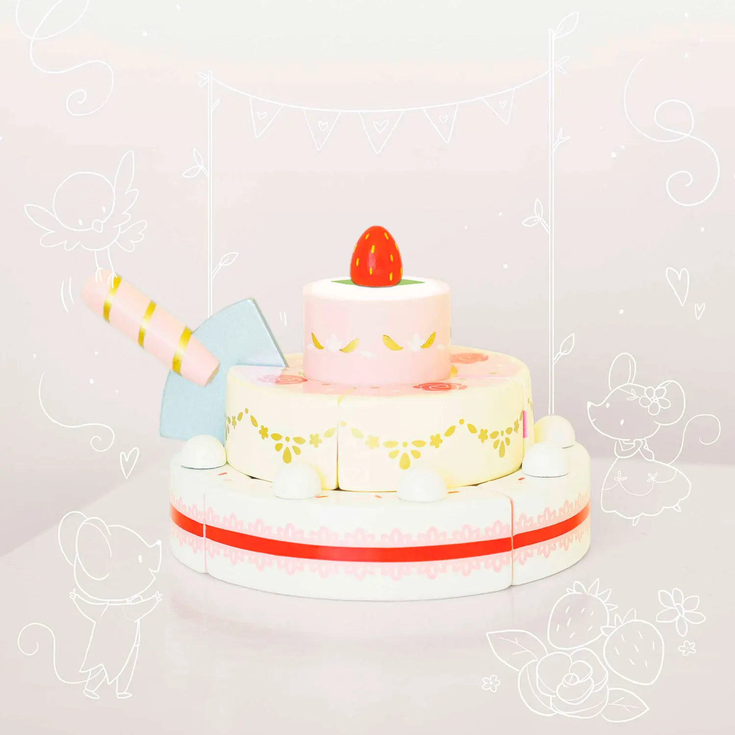Hochzeitstorte mit Erdbeeren / Sliceable Wedding Cake Hochzeitstorte mit Erdbeeren / Sliceable Wedding Cake-Le Toy Van (LTV)