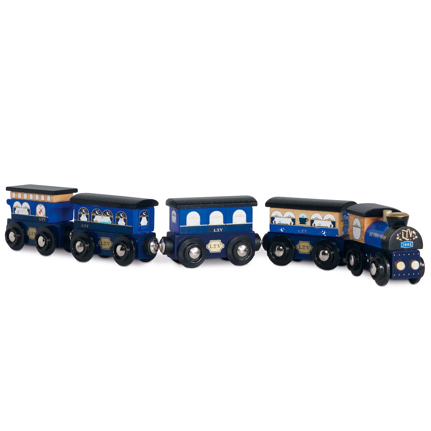 Blauer Zug mit Waggons / Twilight Train & Carriages (Blue) Blauer Zug mit Waggons / Twilight Train & Carriages (Blue)-Le Toy Van (LTV)