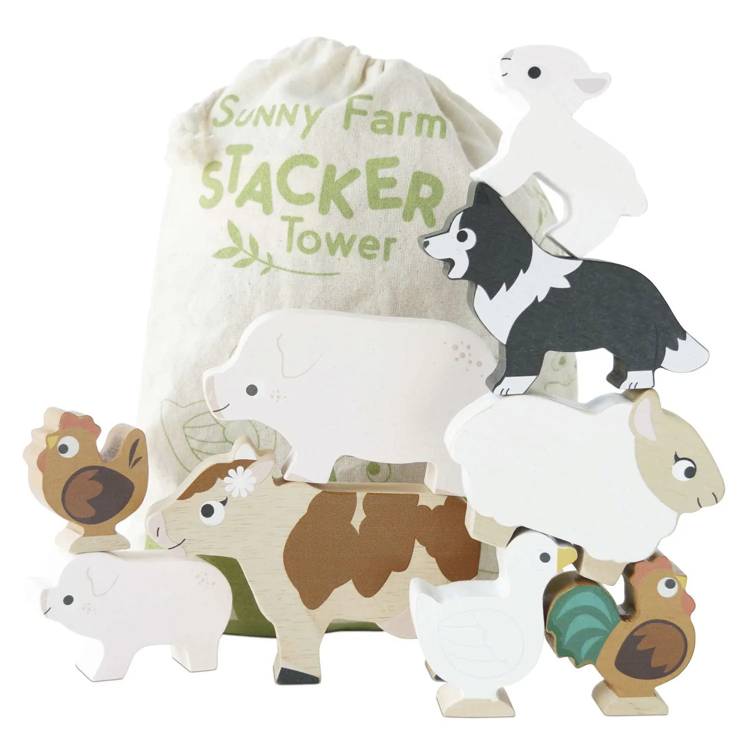 Farmtiere Stapelspiel / Farmyard Stacking Animals & Bag-Le Toy Van (LTV)