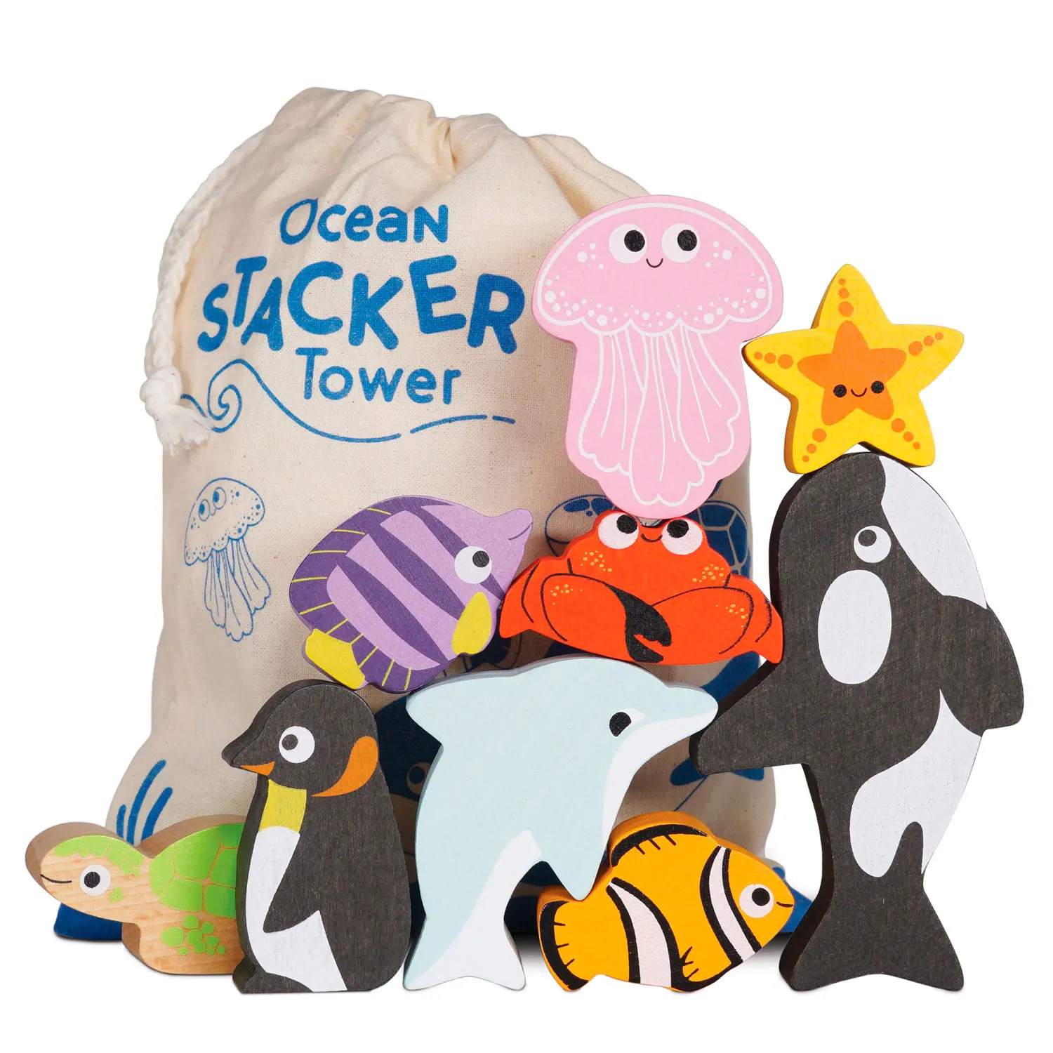 Ocean Life Stacking Animals & Bag Ocean Life Stacking Animals & Bag