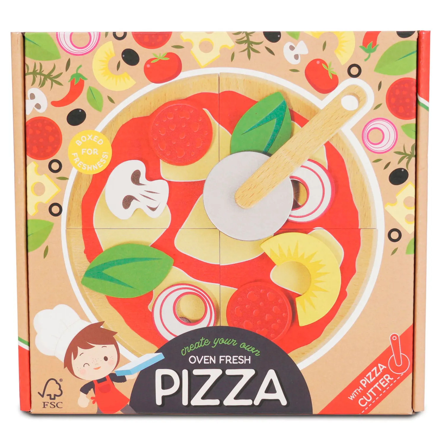 Pizza & Belag  mit Schneiderad / Pizza & Toppings with Slice Cutter-Le Toy Van (LTV)