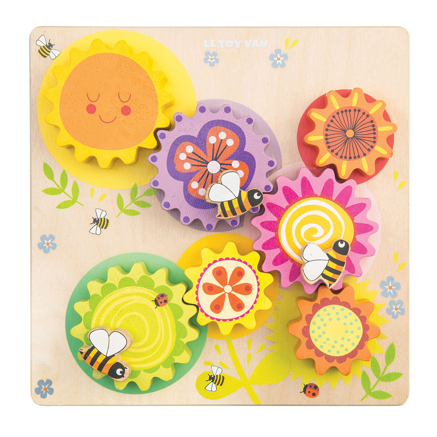 Zahnrad-Spiel "Biene und Blumen"/ Meadow Bees Gear & Cogs-Le Toy Van (LTV)