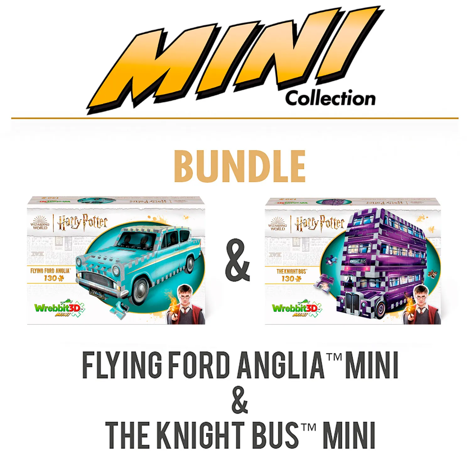 Mini Night Bus + Mini Ford Anglia BUNDLE-SET Harry Potter 3D Puzzle-Wrebbit-3D Puzzles
