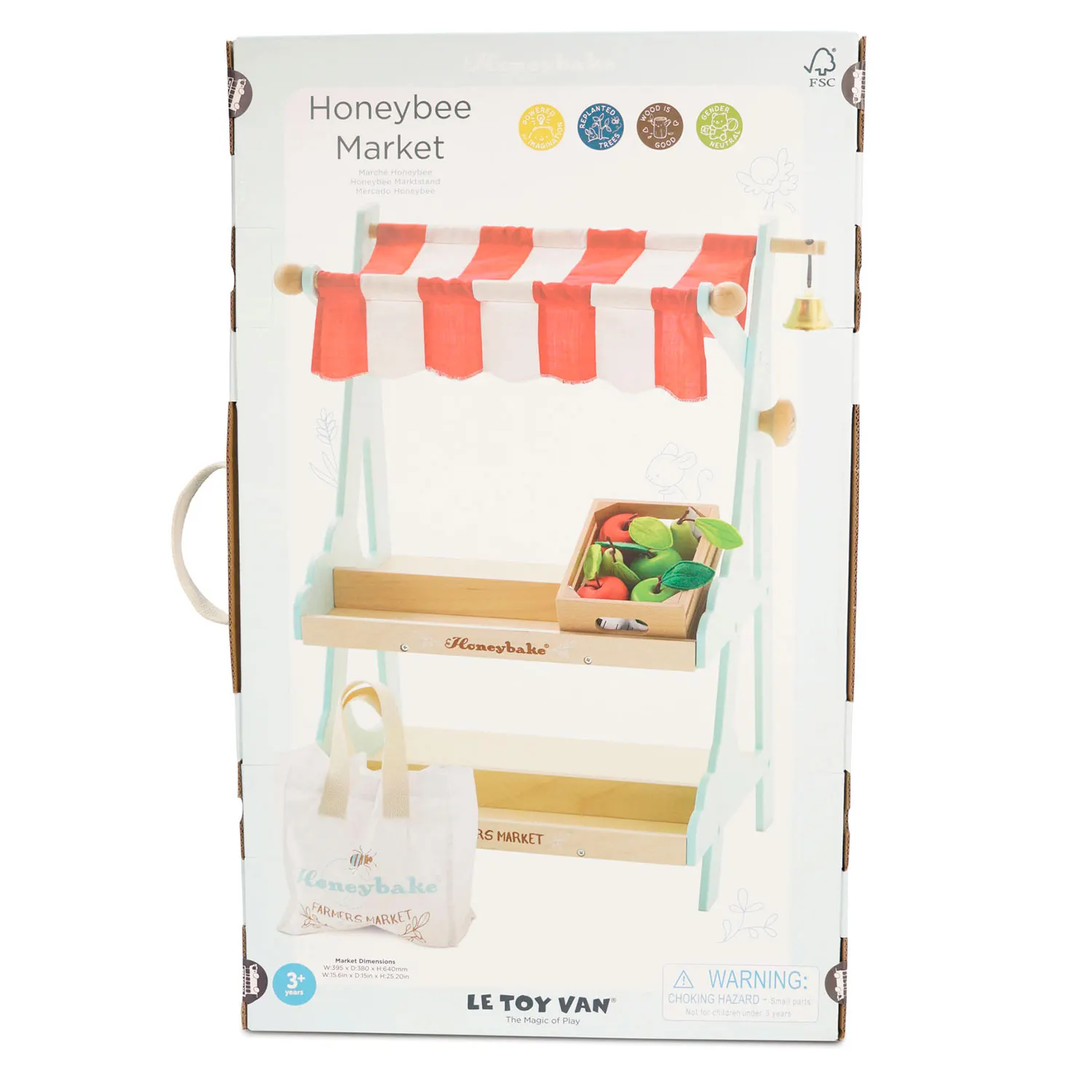 Honeybee Marktstand / Wooden Market Stall & Fruit Play Food Crate Honeybee Marktstand / Wooden Market Stall & Fruit Play Food Crate-Le Toy Van (LTV)