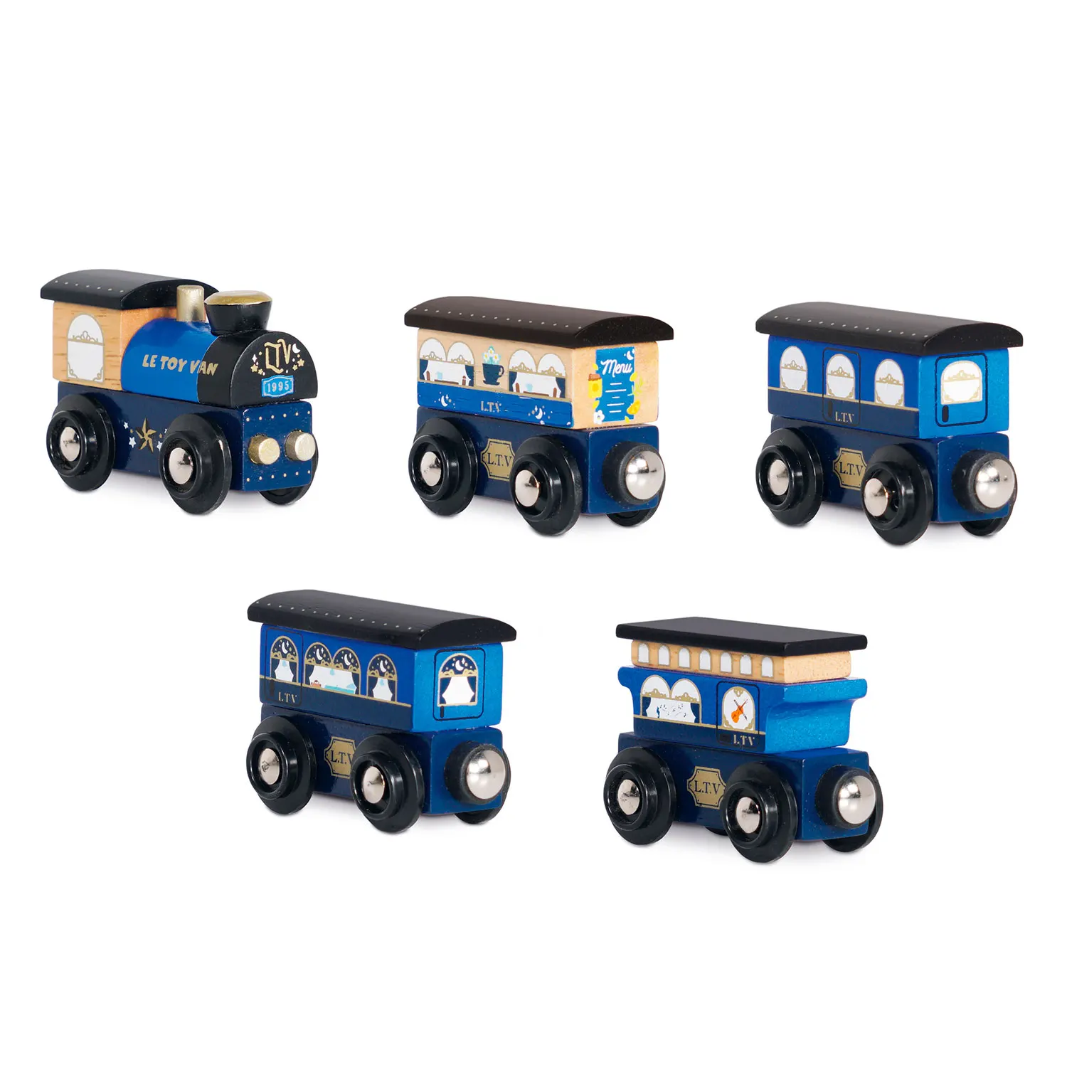 Blauer Zug mit Waggons / Twilight Train & Carriages (Blue) Blauer Zug mit Waggons / Twilight Train & Carriages (Blue)-Le Toy Van (LTV)