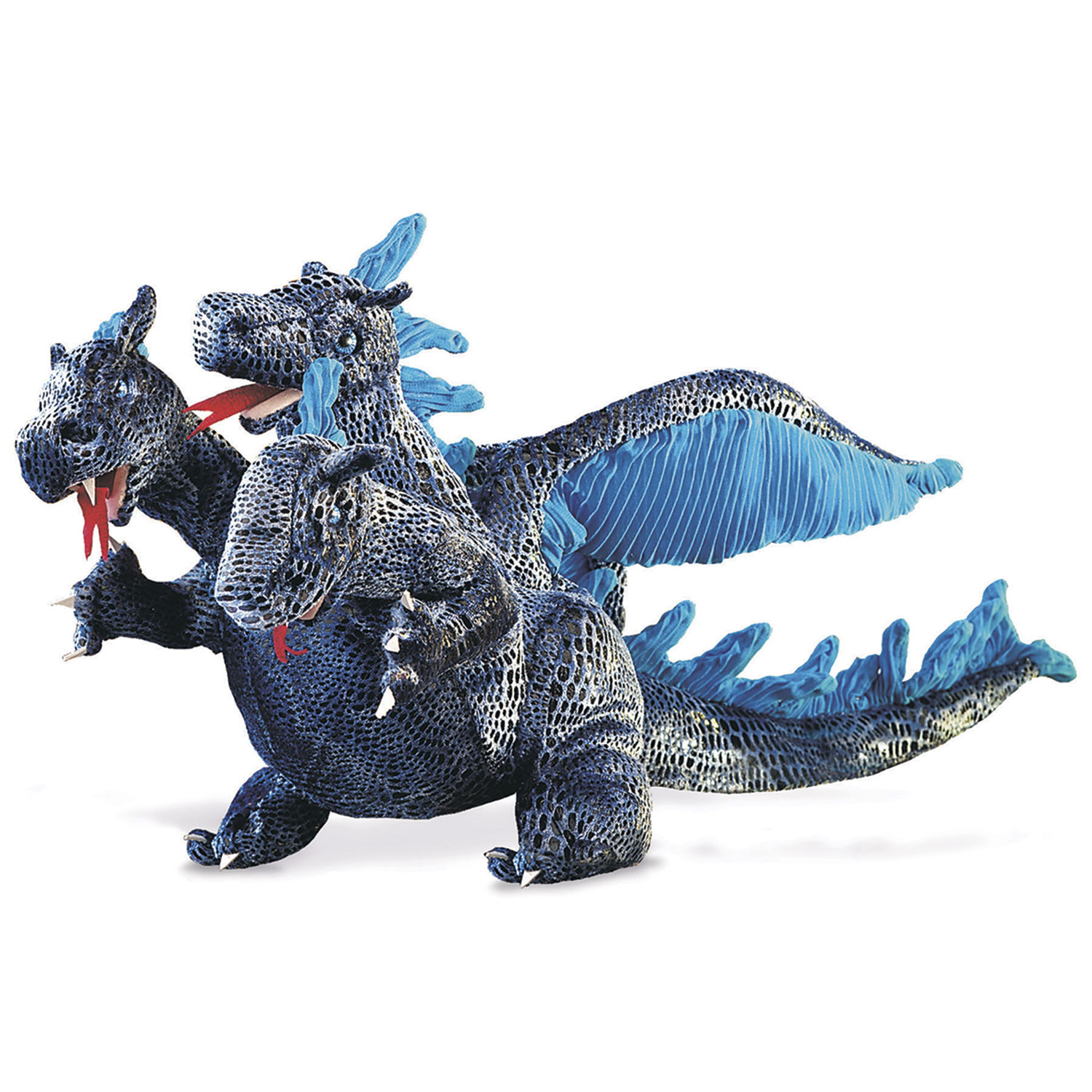 Dreiköpfiger Drachen, blau / Blue Three-Headed Dragon