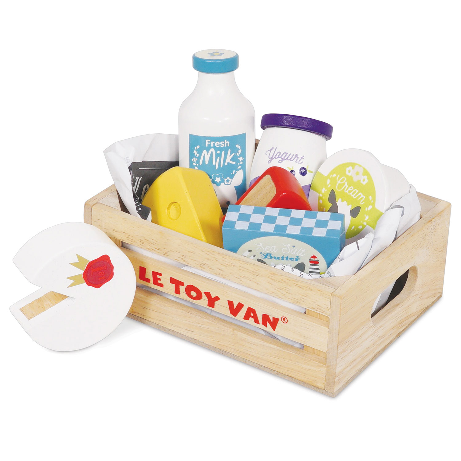Käse & Milch Marktkiste / Cheese & Dairy Wooden Market Crate - 2022-Le Toy Van (LTV)
